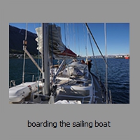 boarding the sailing boat
